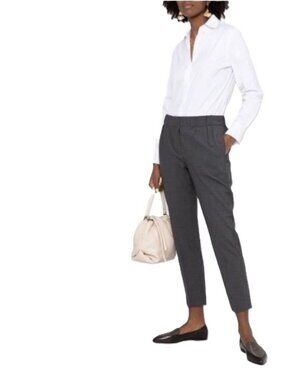 Brunello Cucinelli Monili Trim Wool Pants Grey Pull-On Trousers US 4 Italy